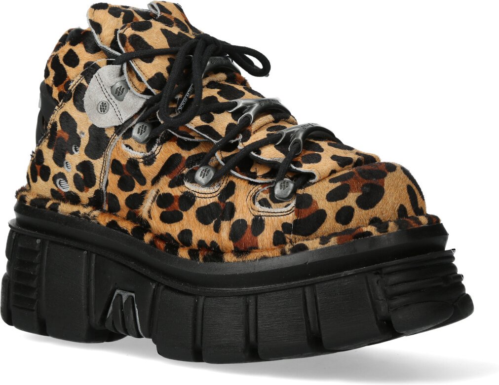 New Rock M-106-C192 Gothic-Stiefeletten aus Leder in Leoparden-Braun