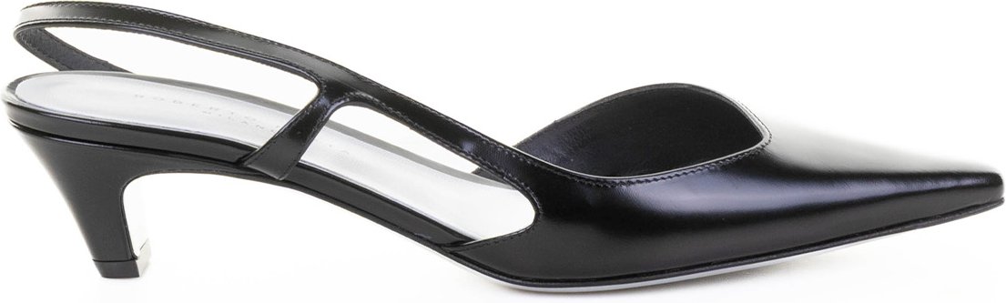Schwarzer gebürsteter Leder Slingback-Pumps