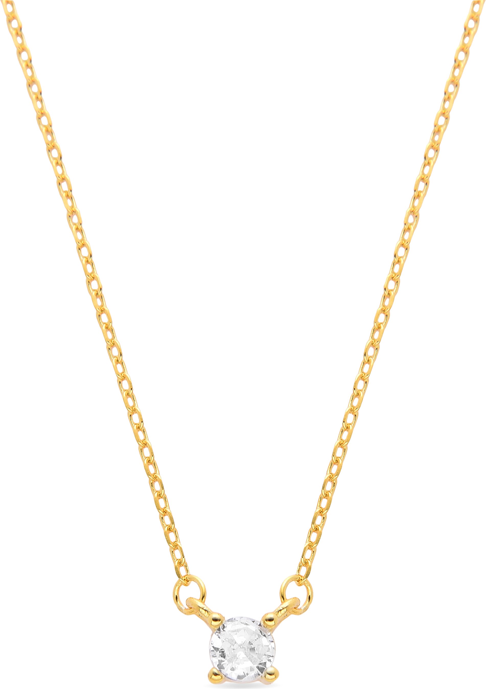 Luxenter Sterling Silber 925 Halskette mit glänzenden 18K Gelbgold Finish Zirkonia - Keval