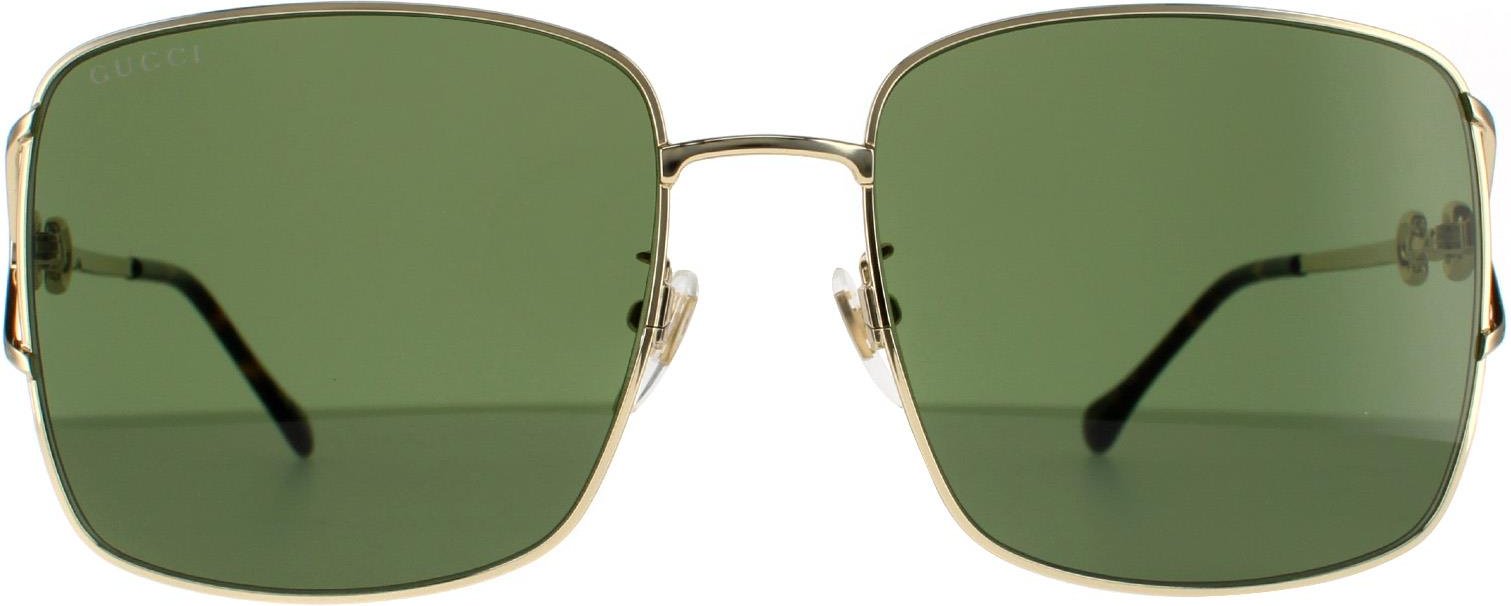 Thumbnail - Gucci Rectangle Damen Gold Grün Sonnenbrille