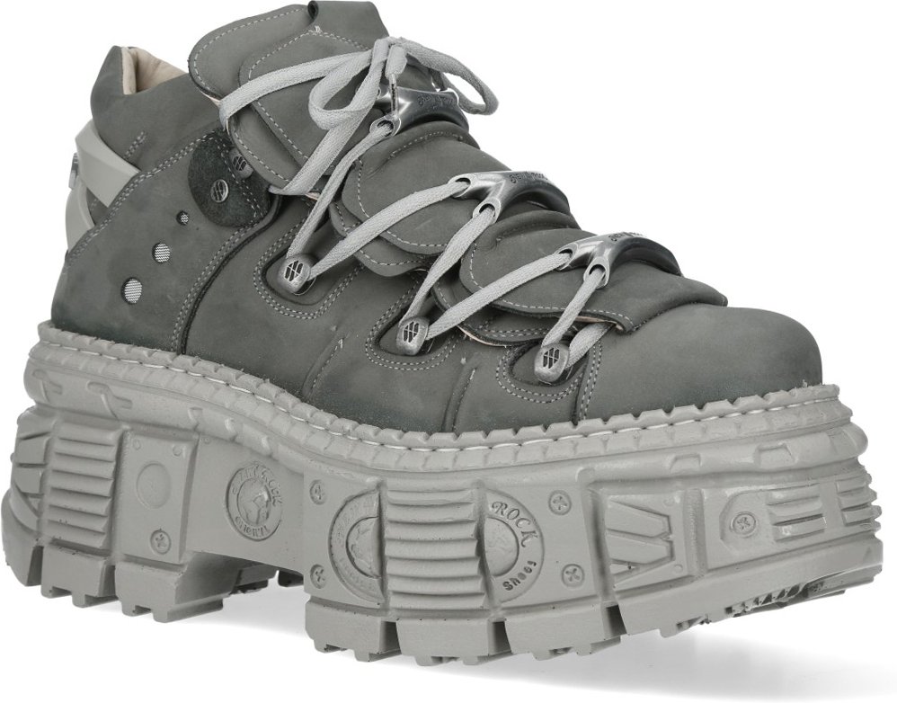 New Rock M-106WALL-C63 Urban Gothic Stiefeletten aus grauem Leder