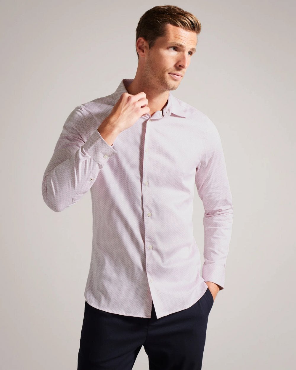 Ted Baker Faenza Herren Pink Geometrisches Hemd