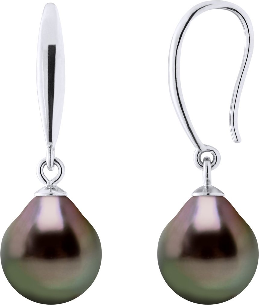 Ohrringe aus Silber 925 und echten Tahiti-Zuchtperlen Birne 9-10 mm