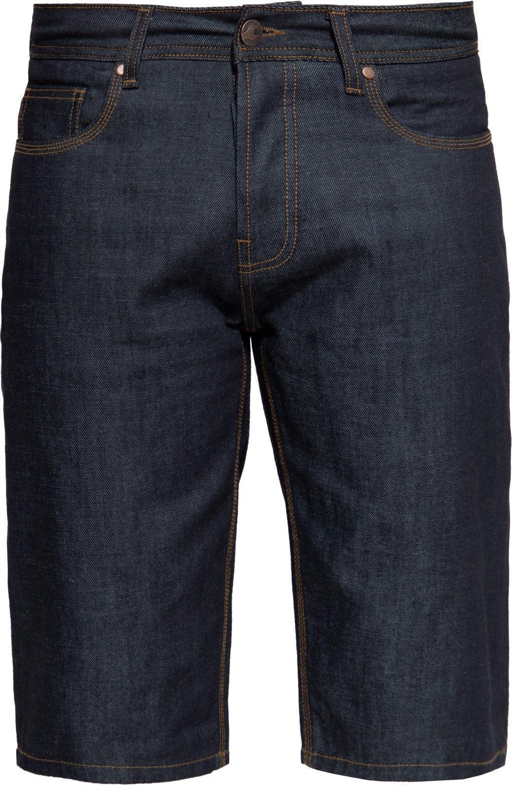 King Kerosin Herren Denim Shorts mit Pintstripe Stitching 50s Workwear dunkelblau