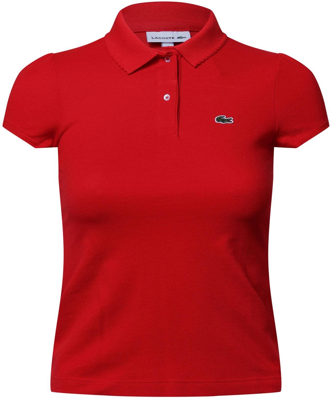 Lacoste - Poloshirt für Mädchen, Mit Zickzack-Borte, Mini-Piqué (Rot)
