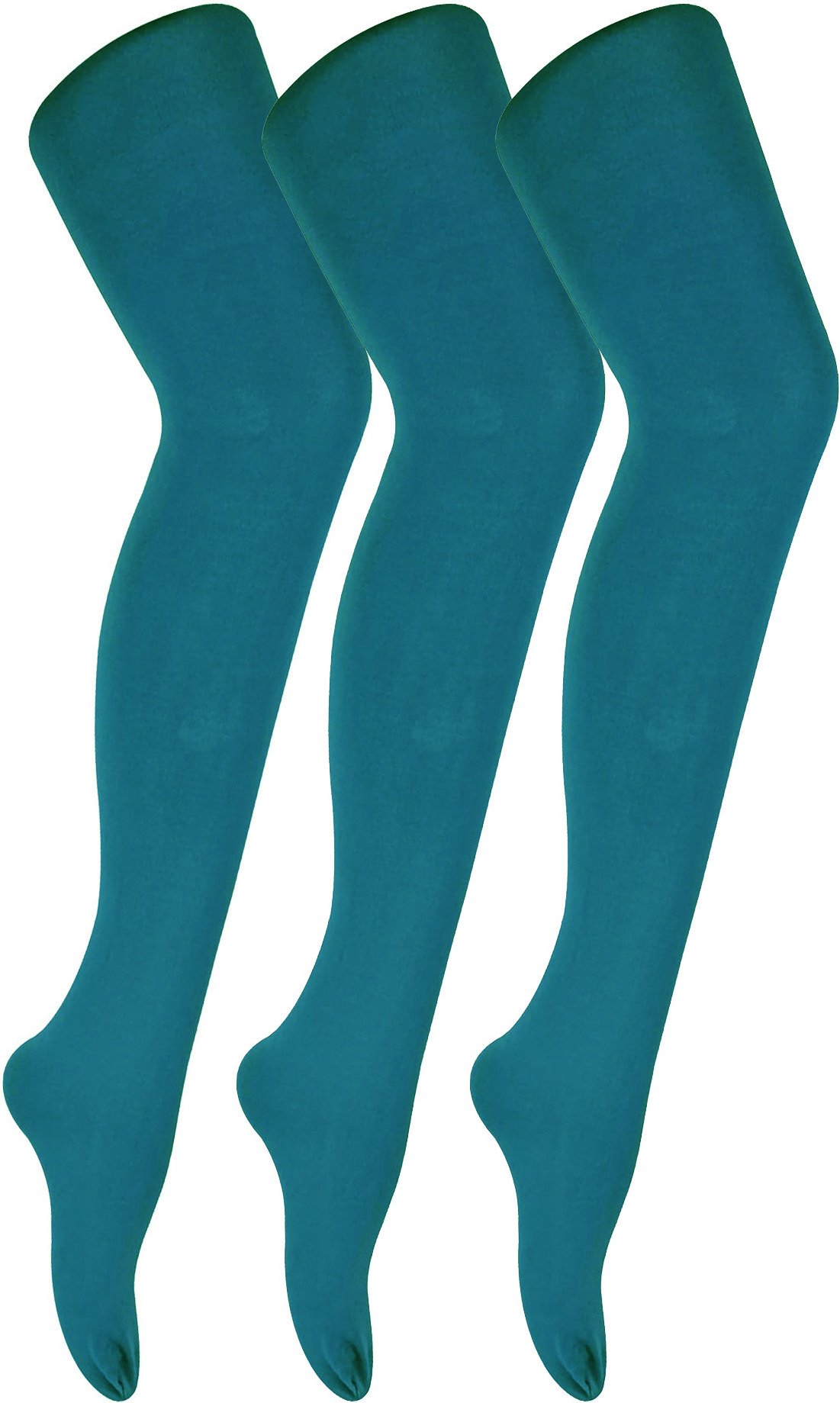 Thumbnail - 3 Paar Multipack Damen farbige undurchsichtige 80 Denier Strumpfhosen | Sock Snob | Plain Block Farbe Strumpfhosen - Tea...