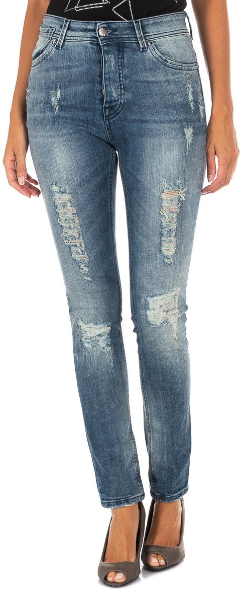 Lange Denim-Hose mit geradem Saum 10DB50280 Frau