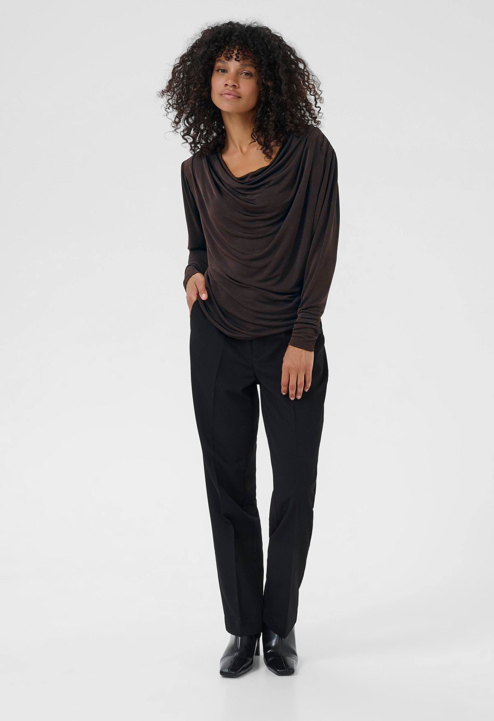 Langarm-Bluse KAgina Langarm-Bluse Regular fit dark brown