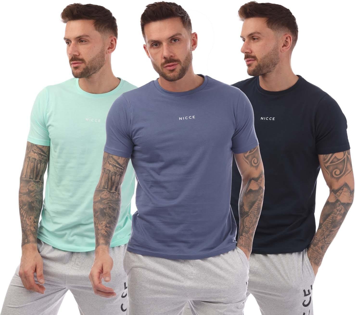 Nicce - "Tordh" T-Shirt für Herren (3er-Pack) (Blau/Marine/Minzgrün)
