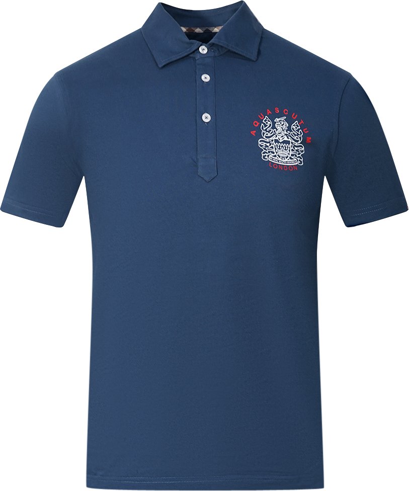 Aquascutum Aldis London Logo Blaues Poloshirt