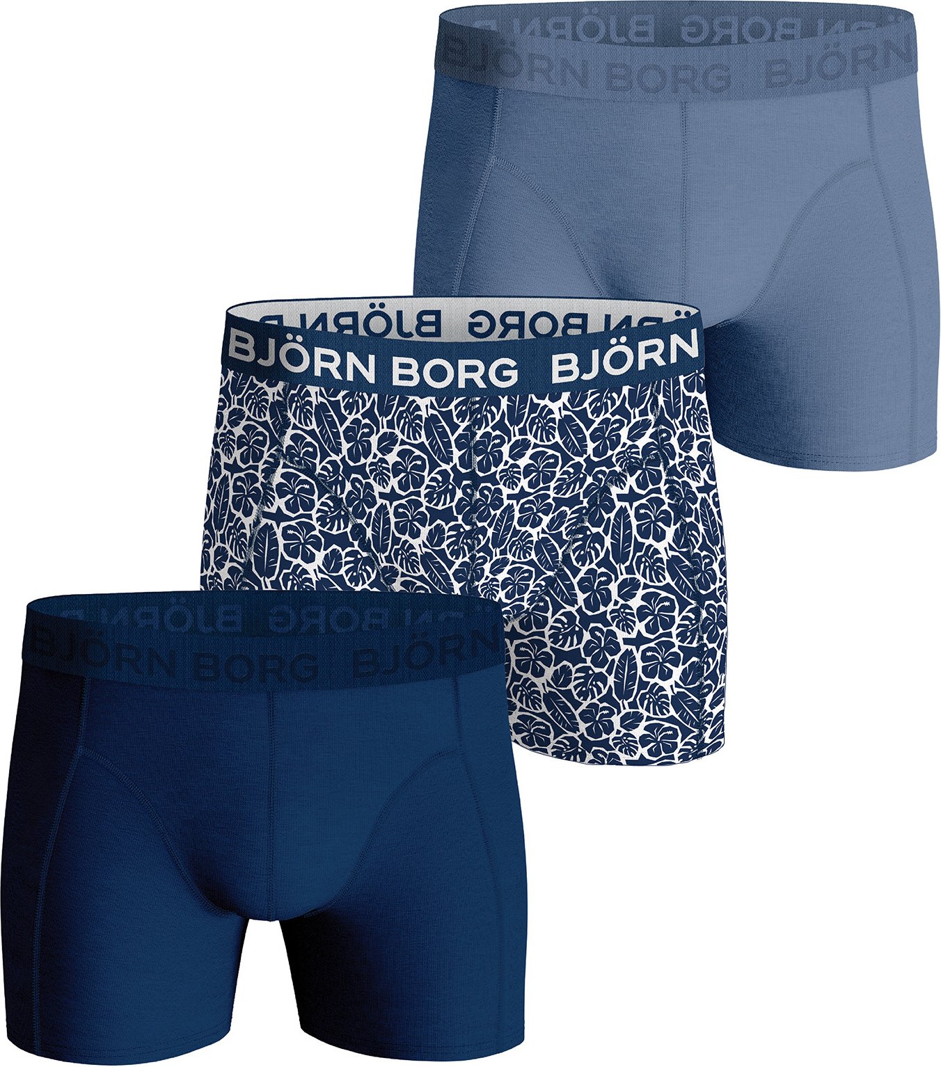 Björn Borg - 3 Paar Herren Cotton Rich Comfort Stretch Fit Boxershorts - Blau Mix