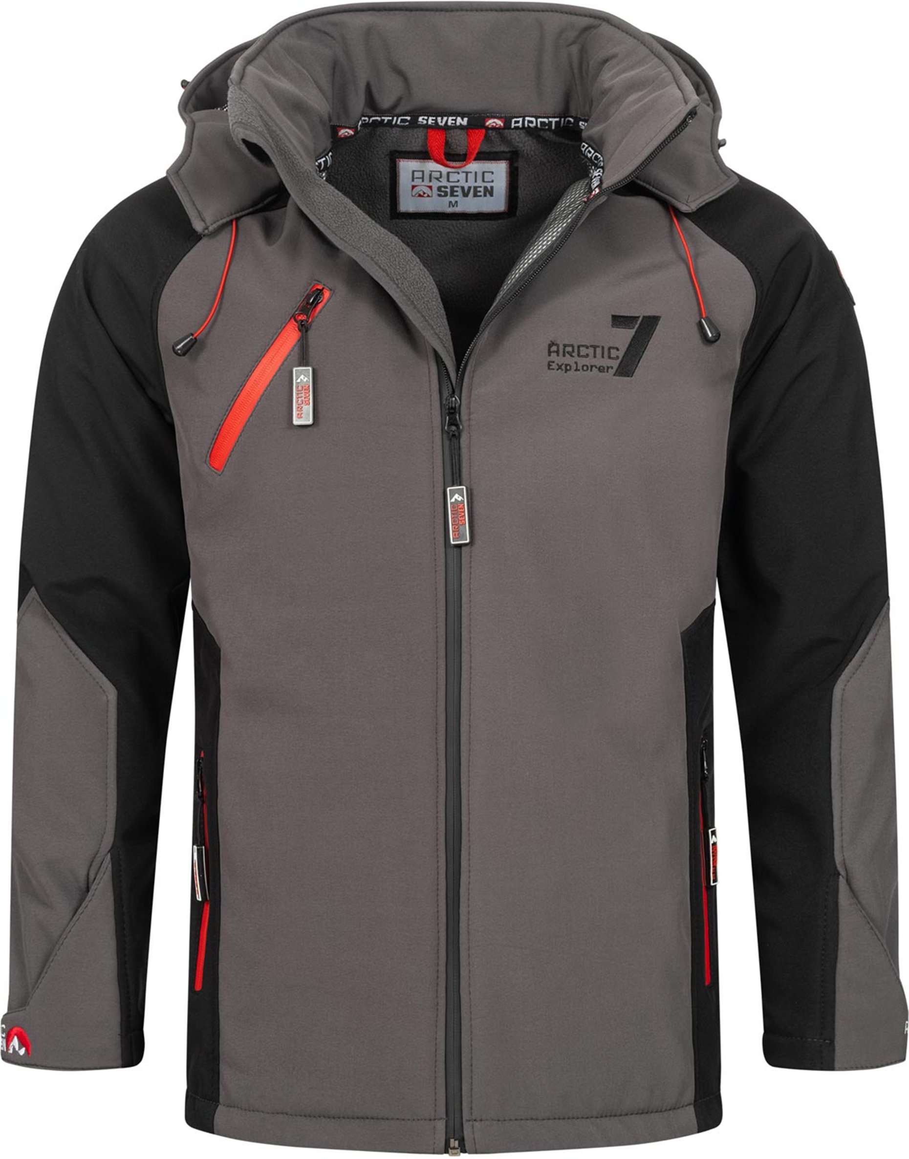 Thumbnail - Arctic Seven Herren Softshell Jacke – Dunkelgrau-Schwarz