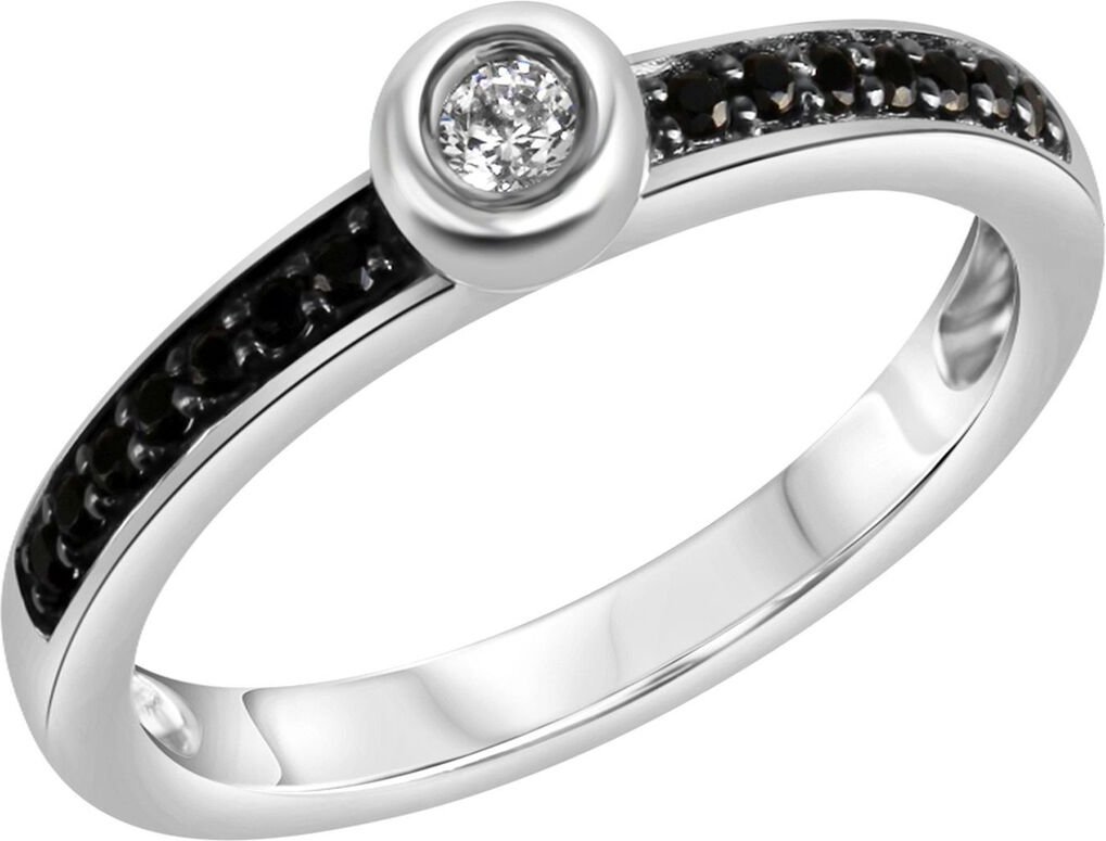 Thumbnail - Celesta Silber Ring 925 Silber rhodiniert mit Zirkonia weiß und schwarz