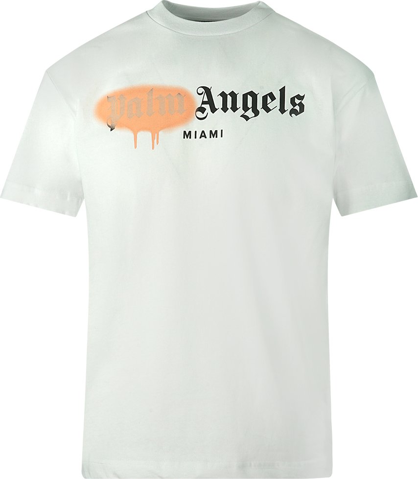 Palm Angels Miami Sprühfarbe Logo Weißes T-Shirt