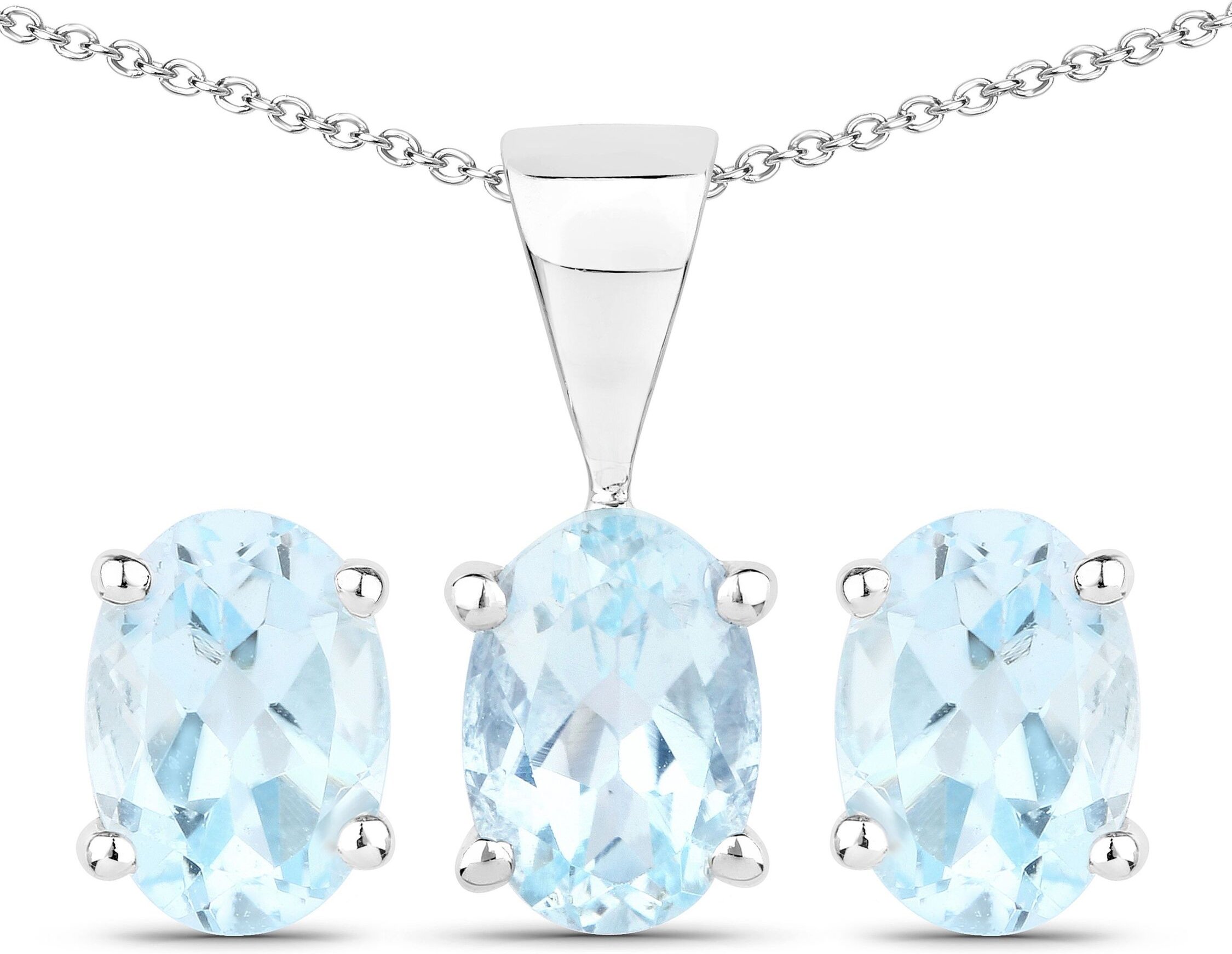 Vira Jewels Schmuck-Set Silber 925 rhodiniert Ohrringe und Halskette mit Blautopas (beh.)