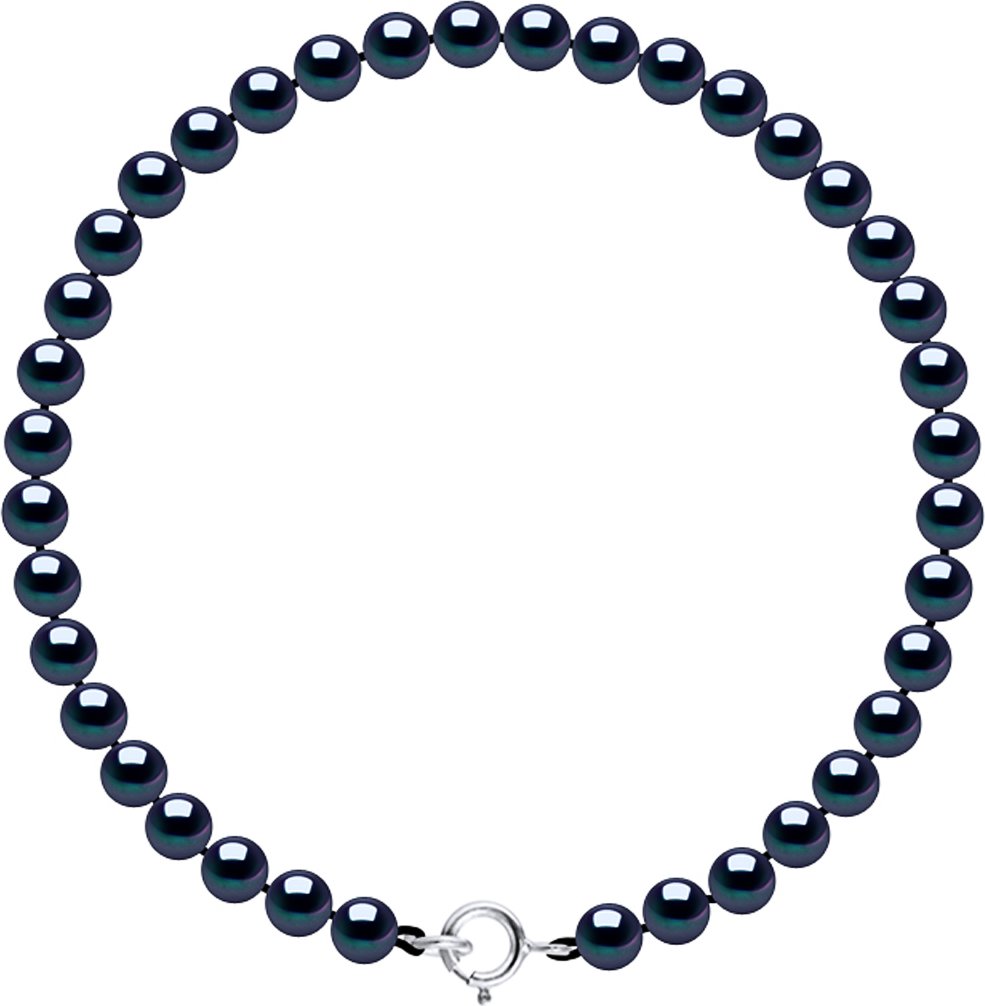 DIADEMA - Armband - Echte Süßwasserperlen - Schwarz - Weißgold