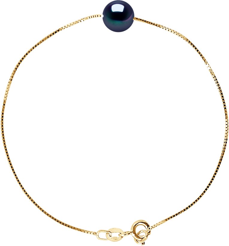 DIADEMA - Armband - Echte Süßwasserperlen - Schwarz - Gelbgold