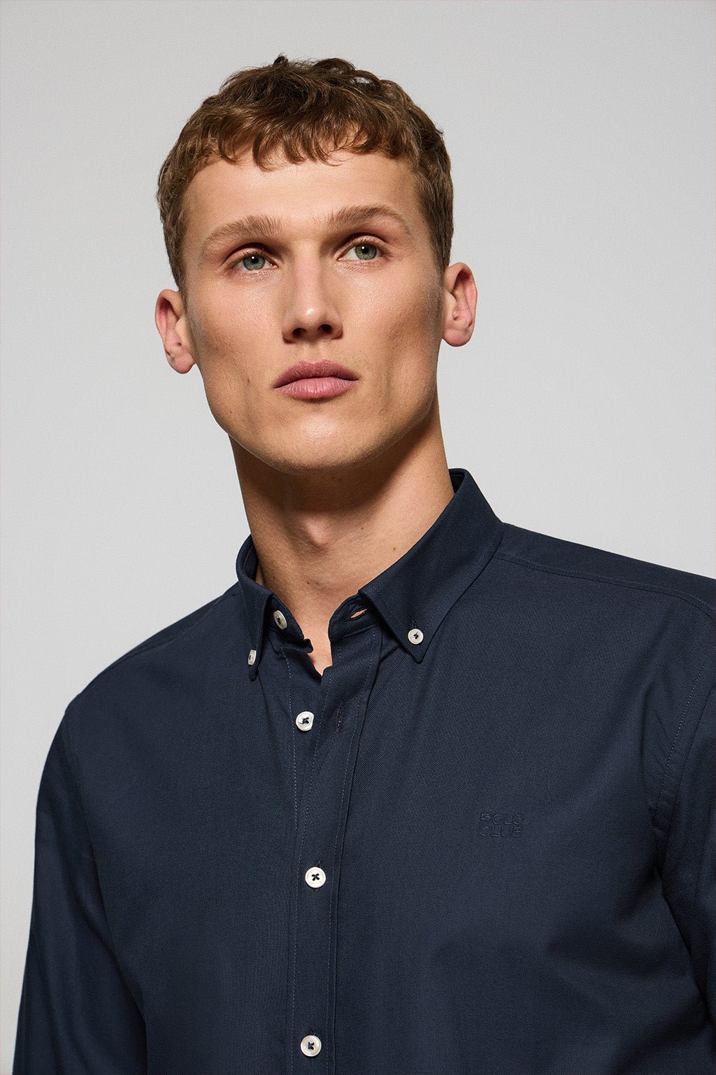 Hemd einfarbig Oxford marineblau mit gesticktem Polo Club-Logo