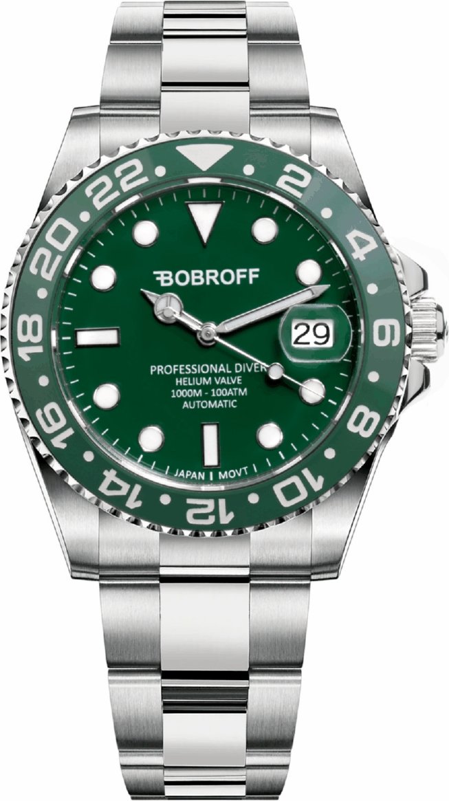Bobroff Unisex-Uhr Automatique Silber Grün