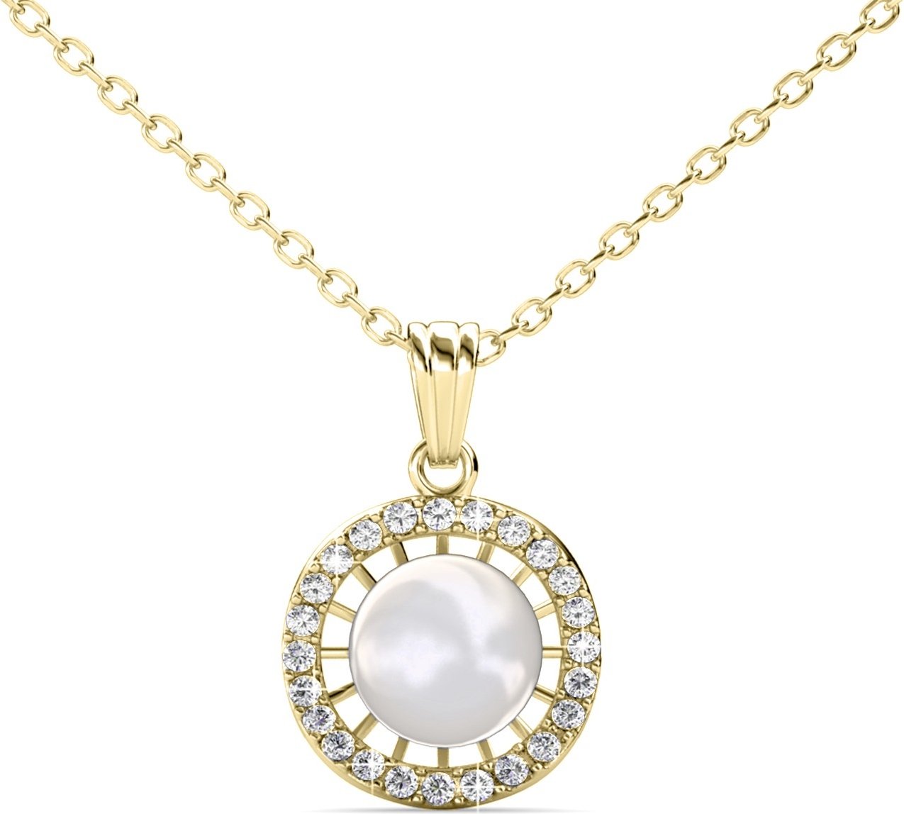 Chloe Perlen-Anhänger – Gold und Kristall