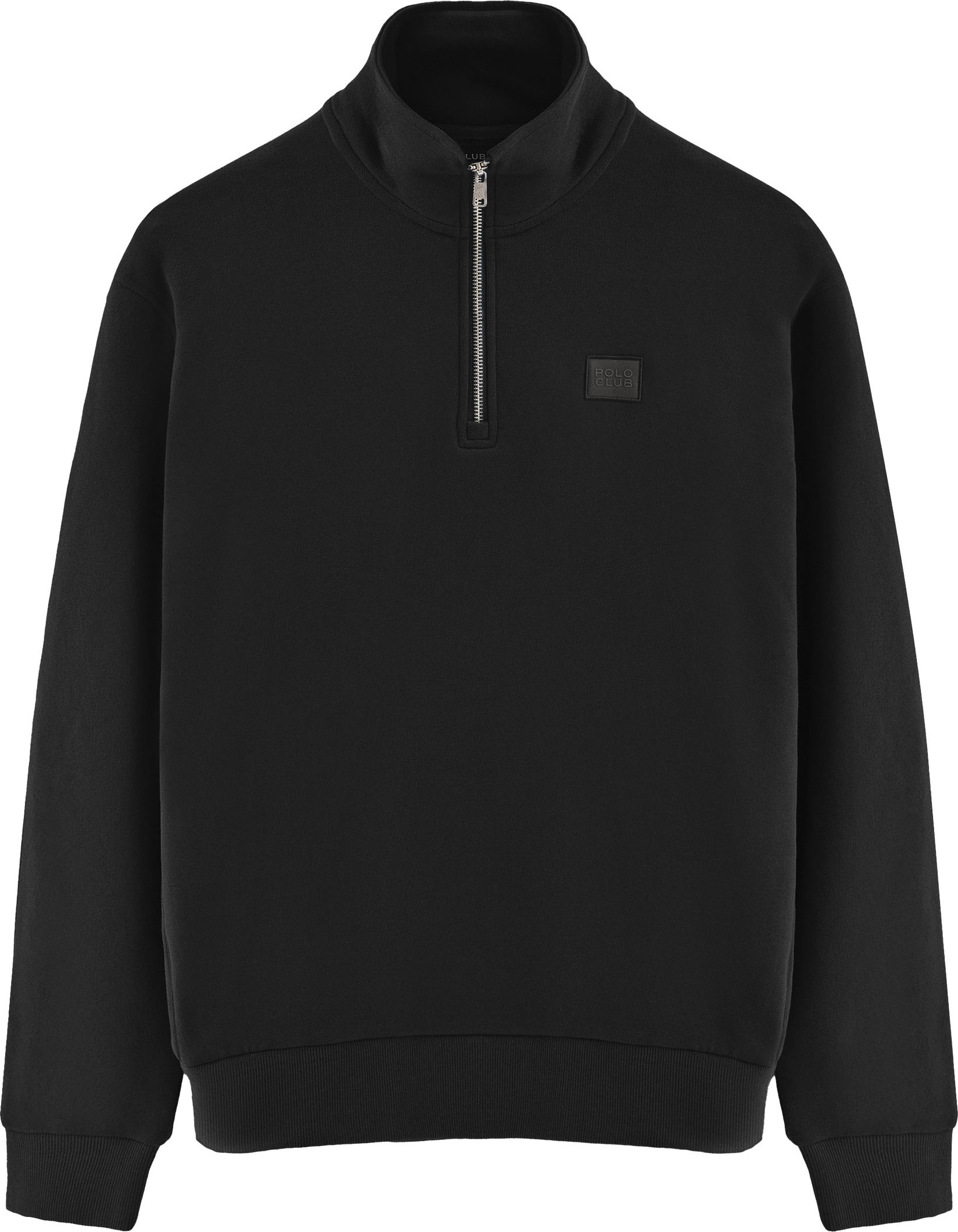 Sweatshirt schwarz mit halbem Reißverschluss und Polo Club-Logo