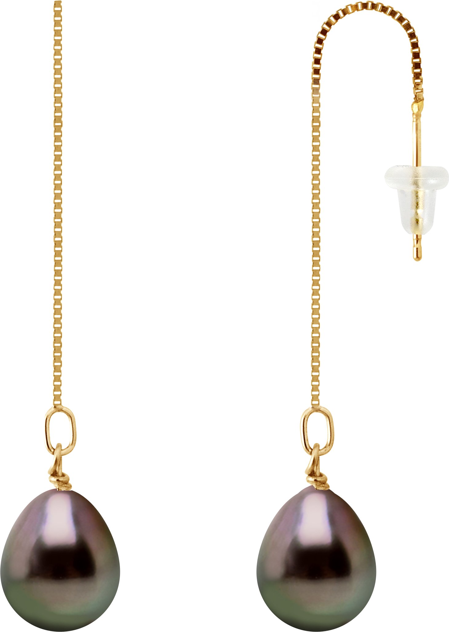 DIADEMA - Ohrringe - Anhängig - Echte Tahiti-Perlen - Gelbgold