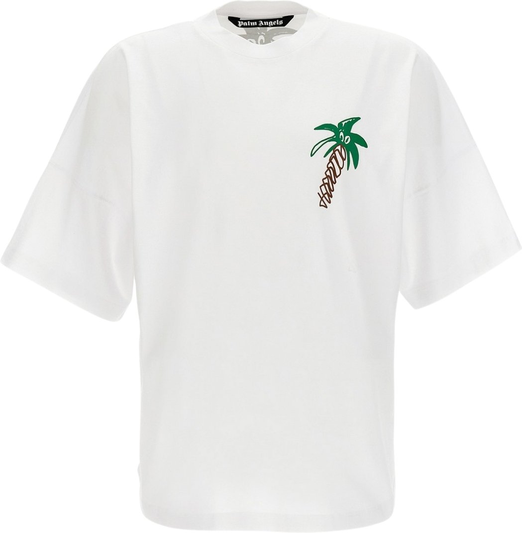 Weisses T-Shirt in ubergrosse mit skizzenhaftem Palmen-Design von Palm Angels