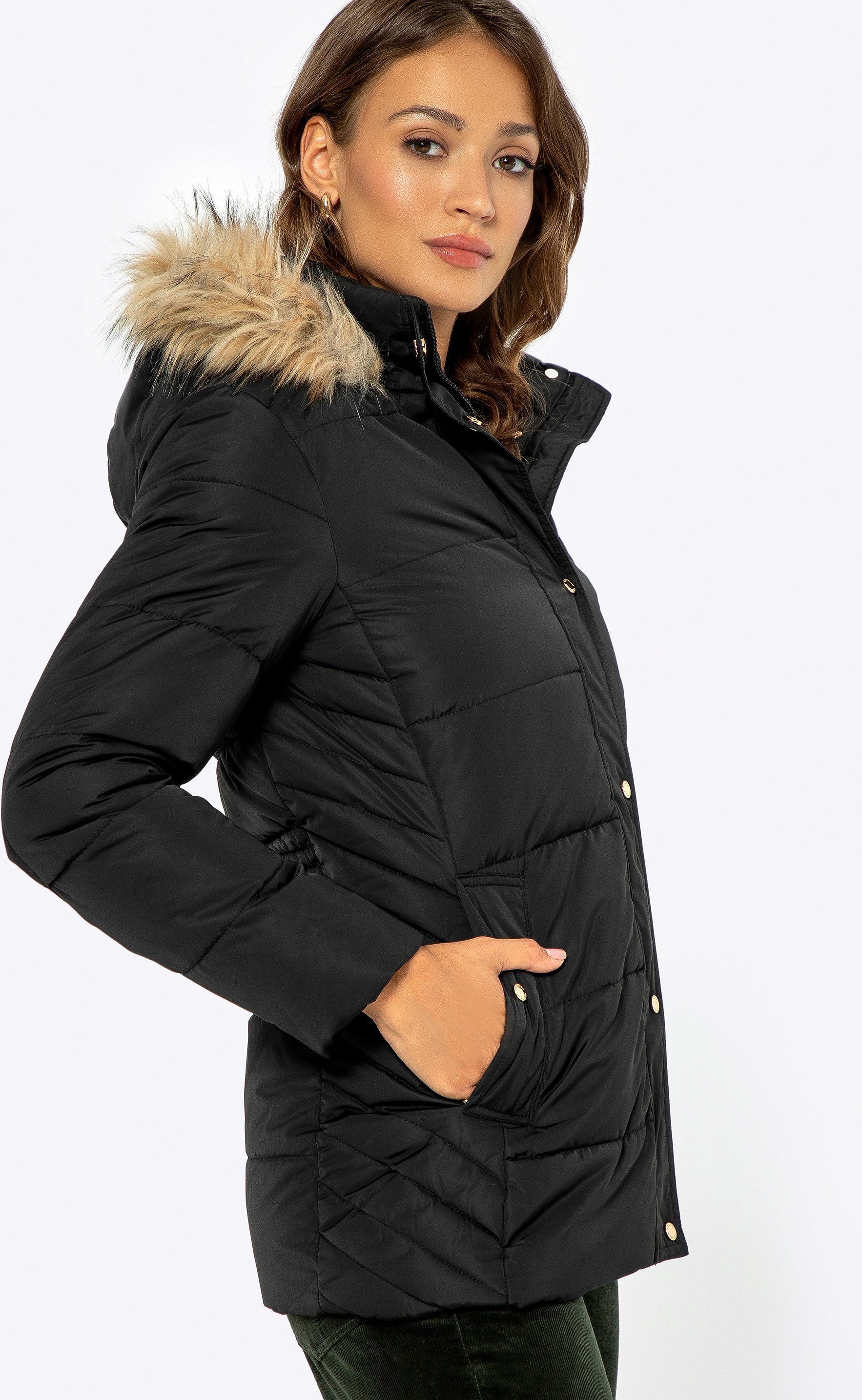 Wittchen Damen-Steppjacke mit Monogramm, Schwarz, Polyester