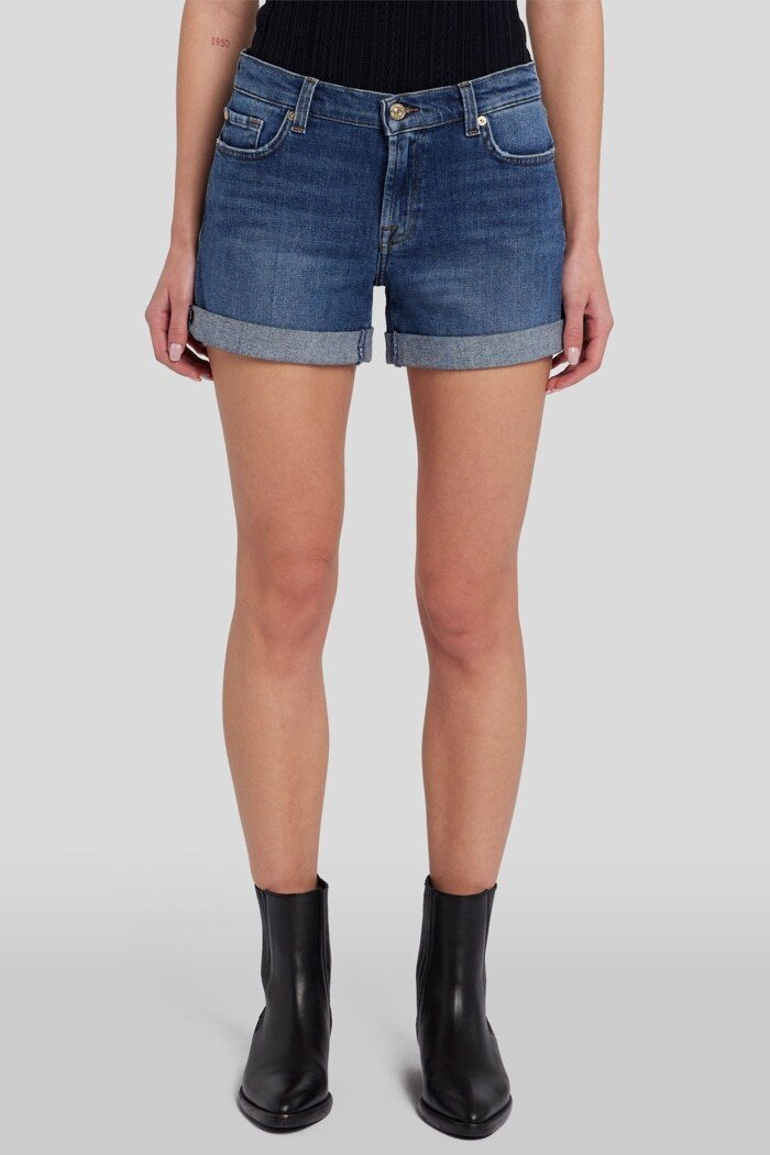 Damen Mid Roll Denim Shorts