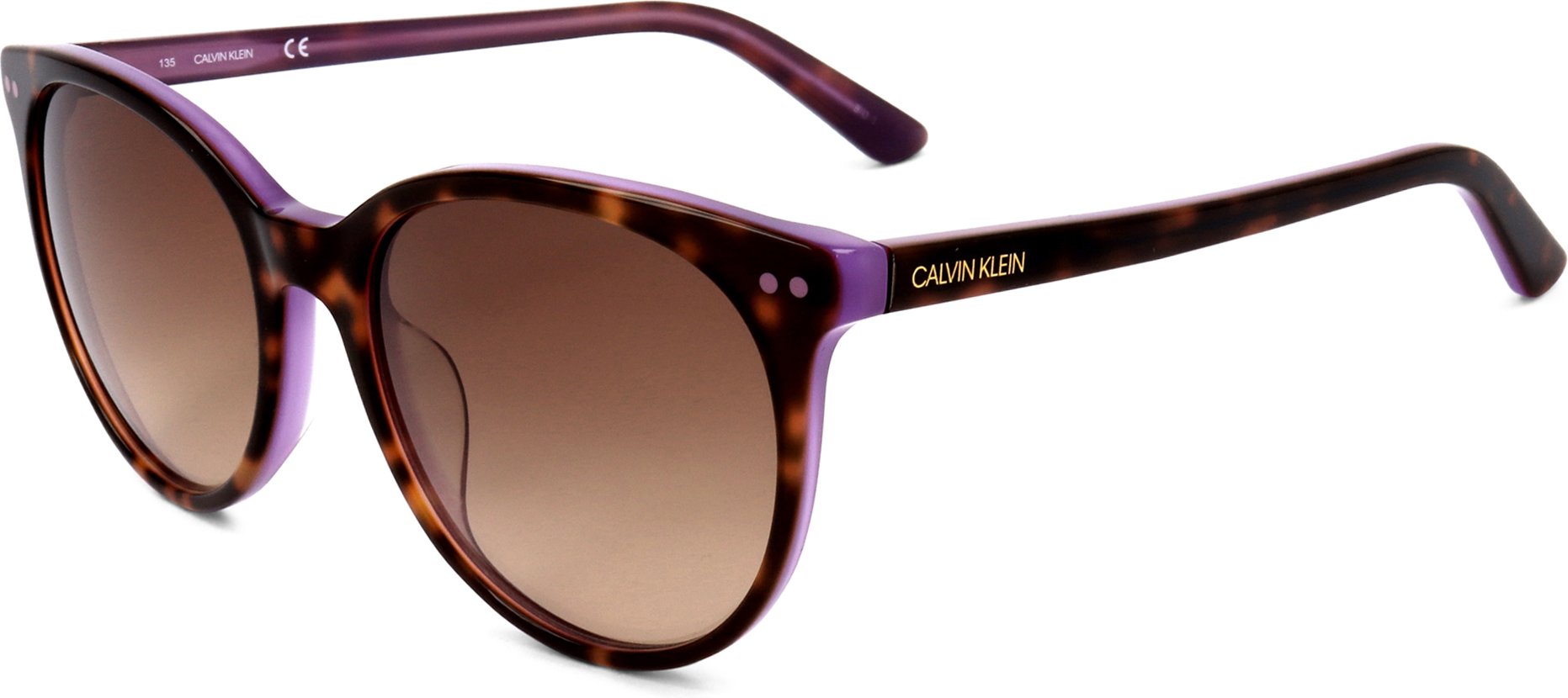 Calvin Klein Rund Damen Schildkröte Milchig Lila Braun CK18509S