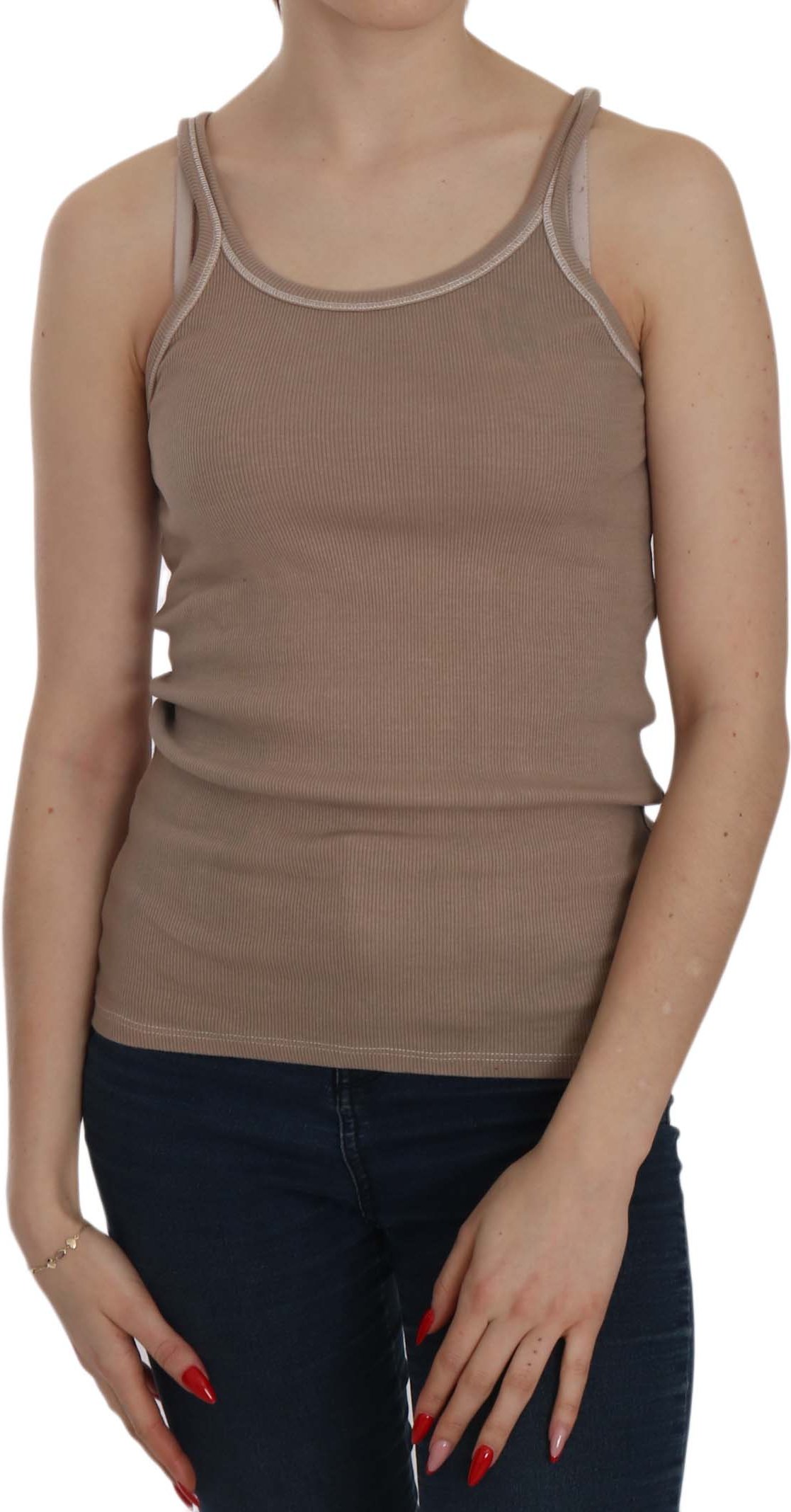 PINK MEMORIES Braune ärmellose Spaghetti-Träger Tank-Bluse