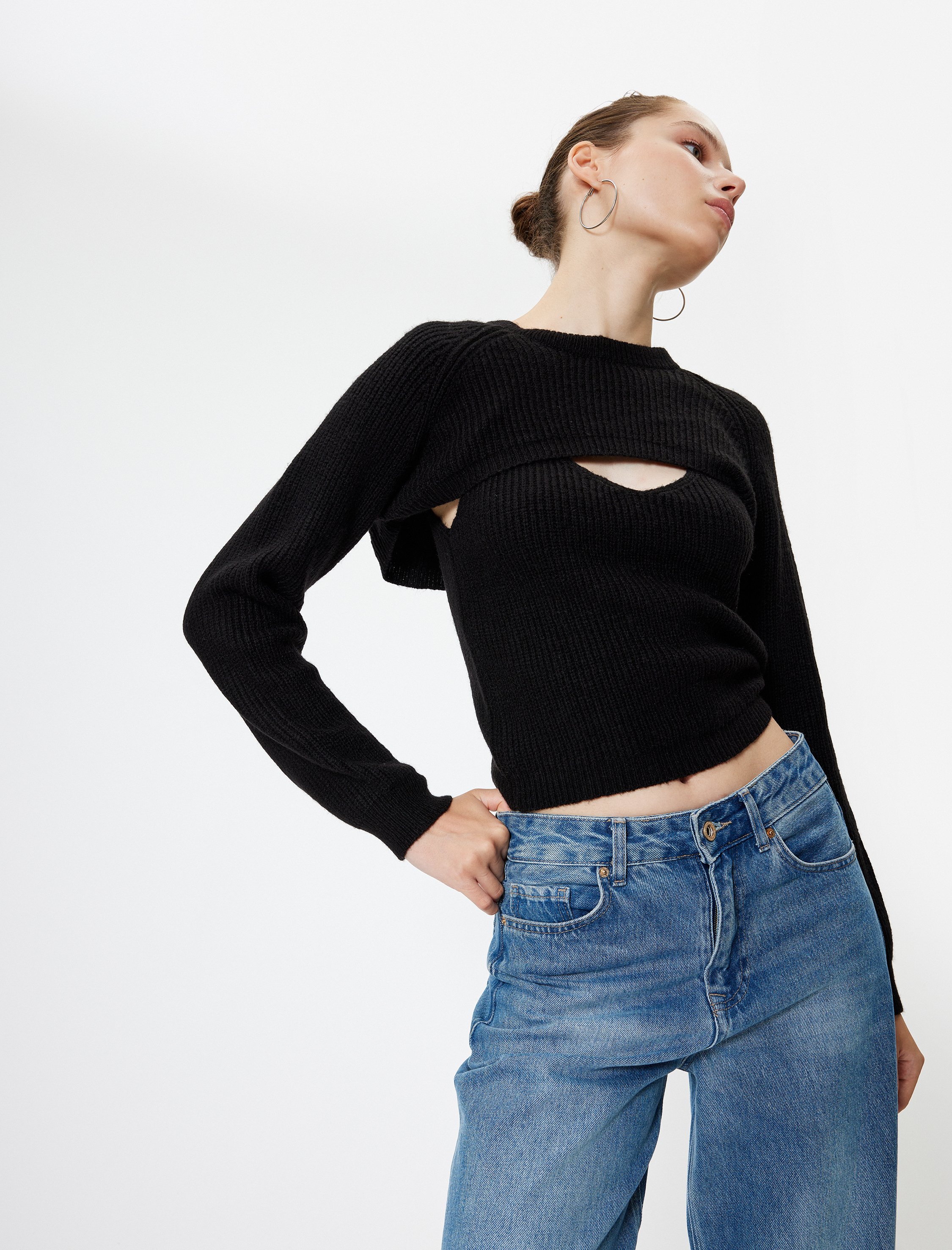 Thumbnail - Koton Sweater Rundhalsausschnitt Slim Sweater