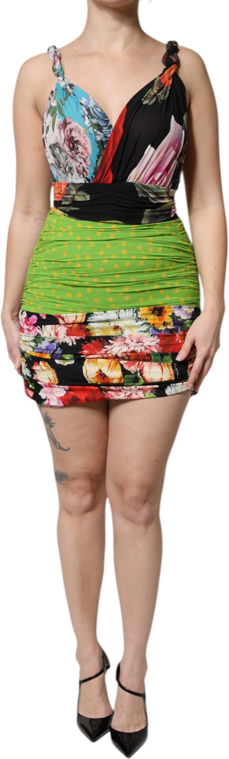 Blumen-Patchwork-Minikleid