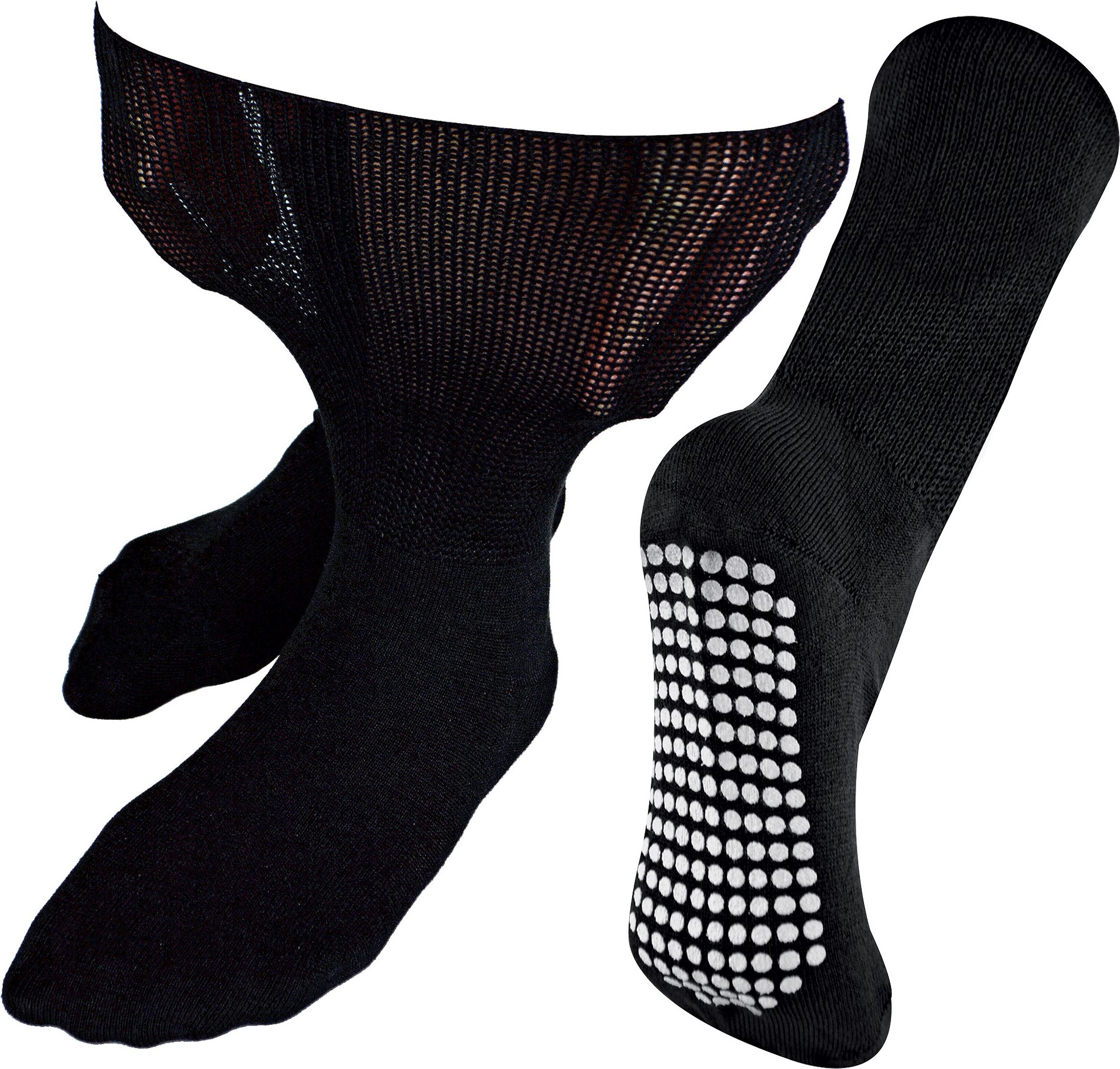 Extra breite Ödemsocken mit rutschfesten Griffen | Dr.Socks | Herren & Damen | Bambus Pantoffelsocken mit Grippern für g...