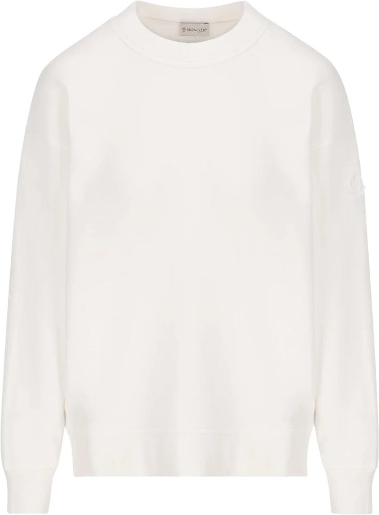 Weißes Sweatshirt mit Moncler-Logo auf der Rückseite
