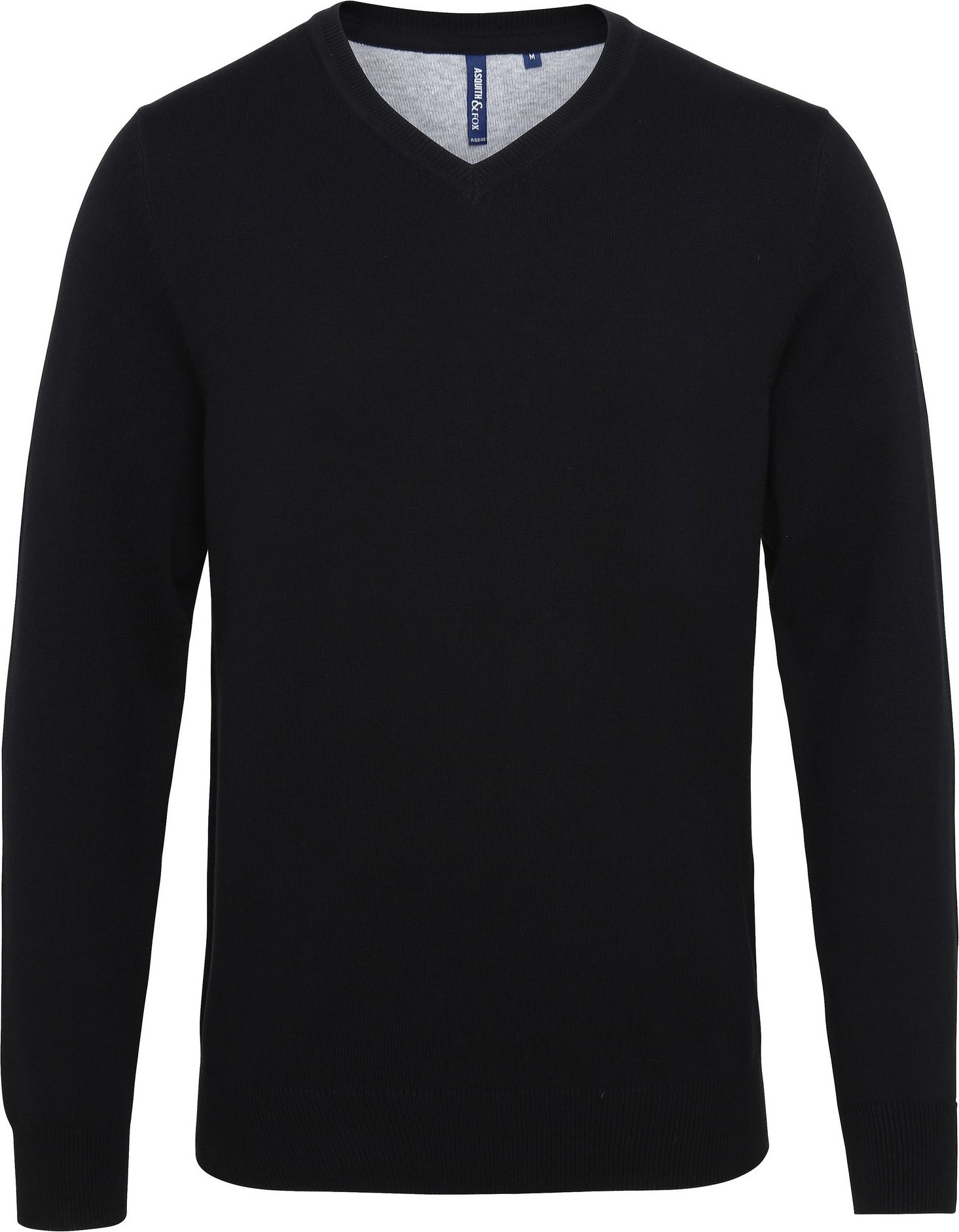 Asquith & Fox Herren Cotton Rich V-Neck Pullover (Schwarz)