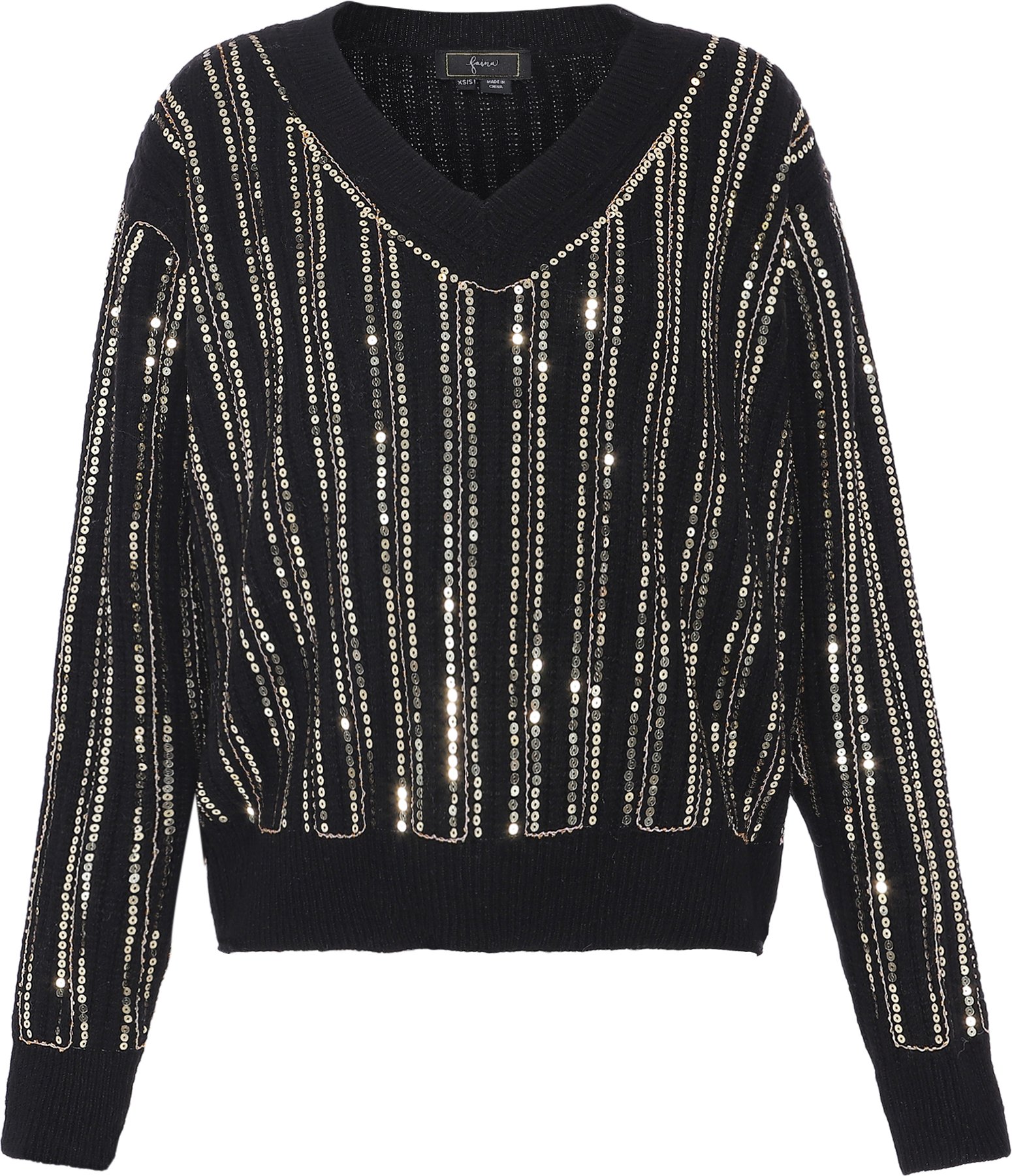 Faina Strickpullover mit Pailletten Damen schwarz