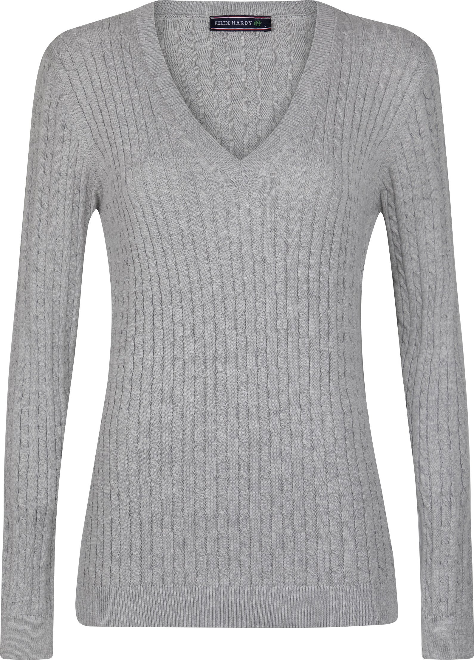 Pullover Kabelstrick-Pullover Mit V-Ausschnitt