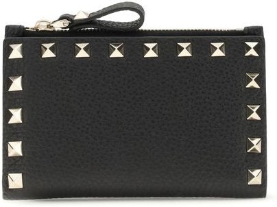 Valentino Garavani schwarze Kalbsleder Bos Taurus Geldbörse