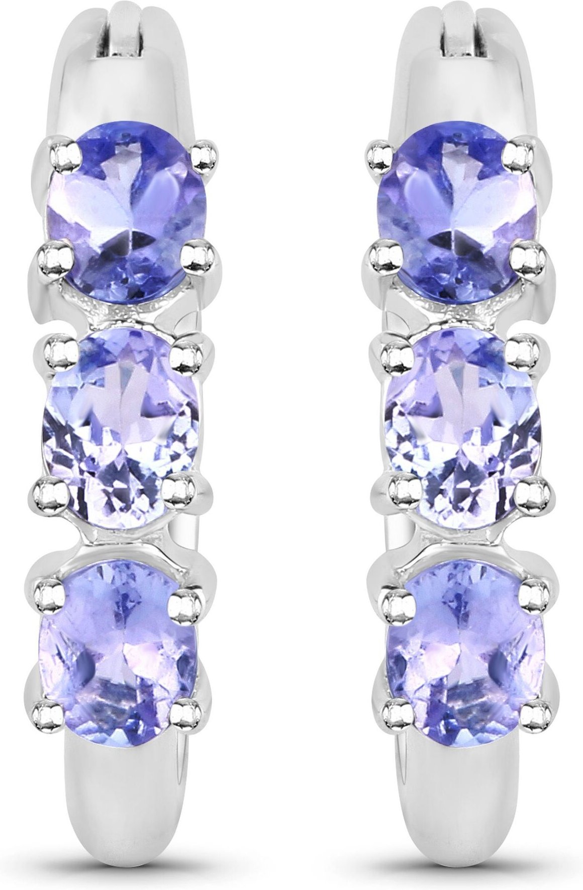 Vira Jewels Ohrringe Silber 925 rhodiniert mit 6 natürlichen violetten Tansaniten