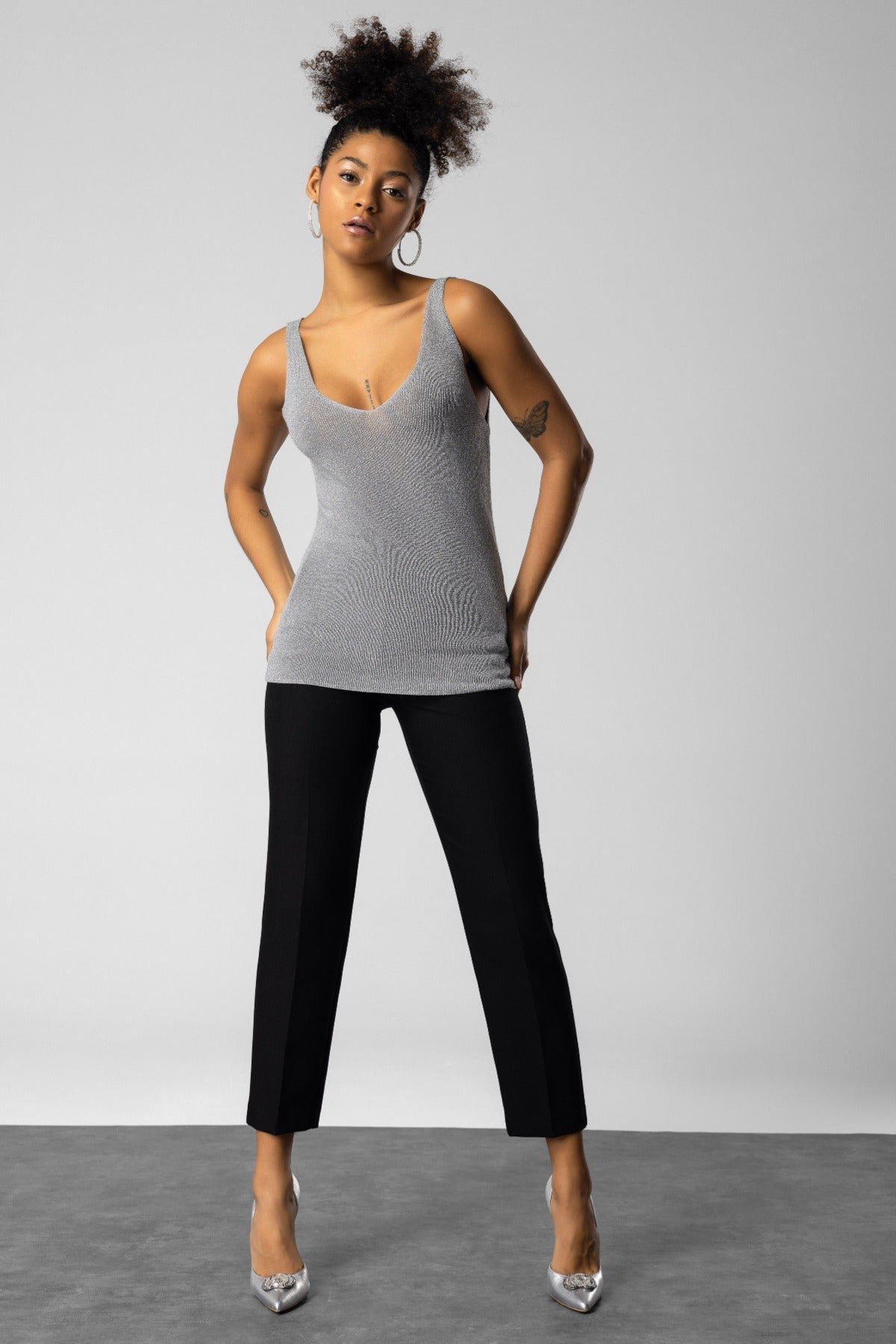 Thumbnail - Glitzerndes Strick-Trägertop