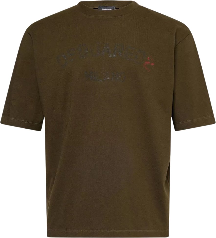 Dsquared2 Milano Logo Militärgrünes T-shirt