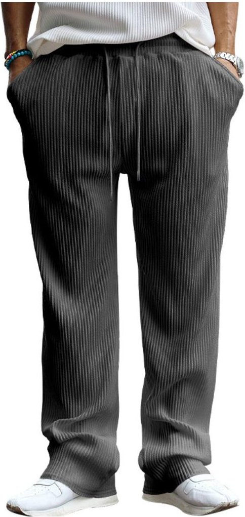 Thumbnail - Herren Ribbed Jogginghose mit weitem Bein und Zugband in Übergrößen