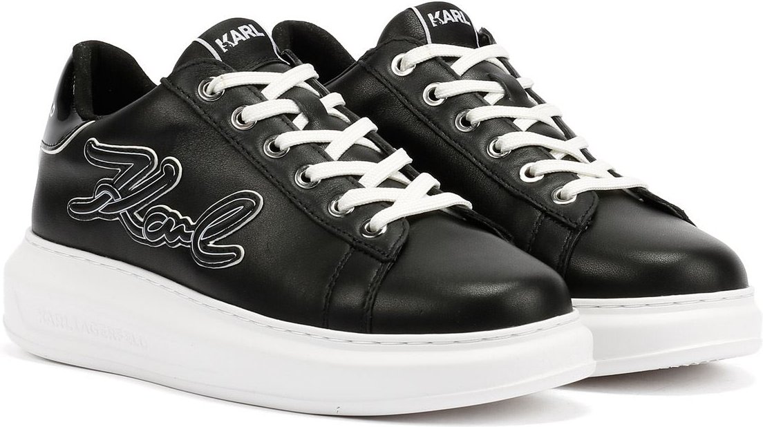 Karl Lagerfeld Kapri Signia Emboss Lo Lace Damen-Sneaker Aus Schwarzem Leder