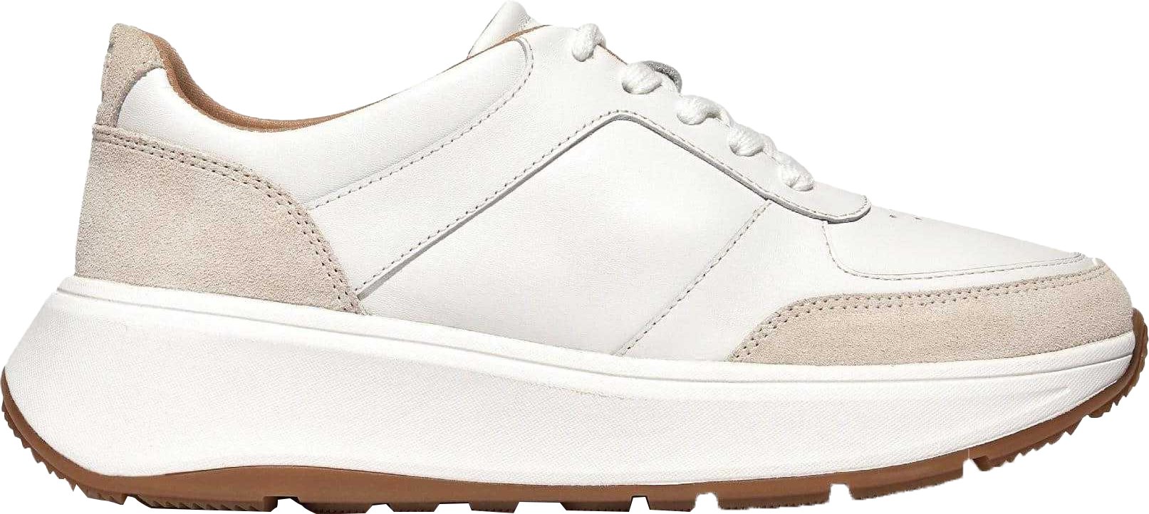 Fit Flop - "F-Mode" Sneaker für Damen, Leder, flach geformter Absatz (Weiß)