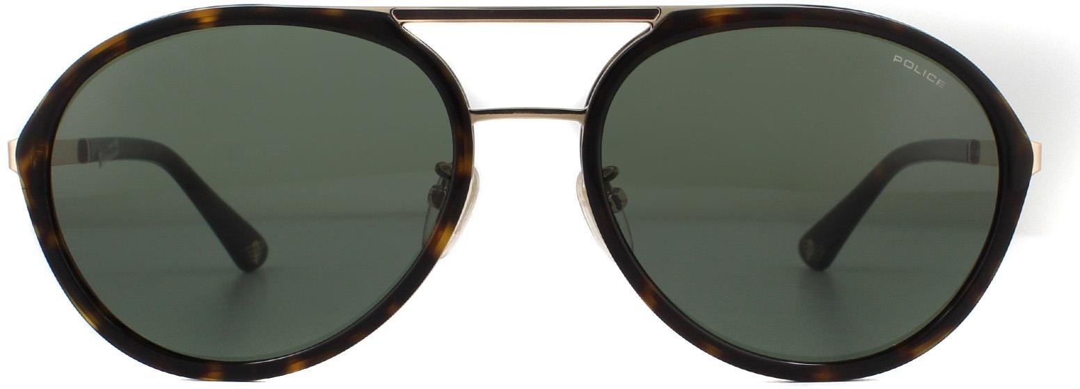 Police Aviator Mens Shiny Rose Gold Green Sonnenbrille