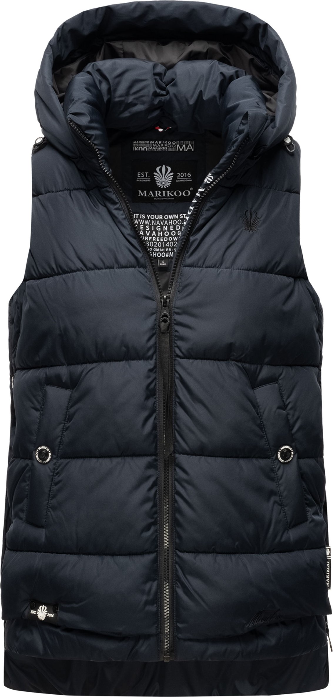 Thumbnail - Marikoo Damen Steppweste – Zarinaa, leicht mit abnehmbarer Kapuze