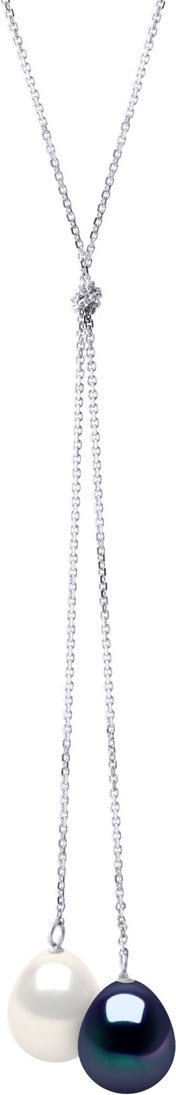 Halskette You & Me 2 echte Süßwasser-Zuchtperlen Birne 9-10 mm