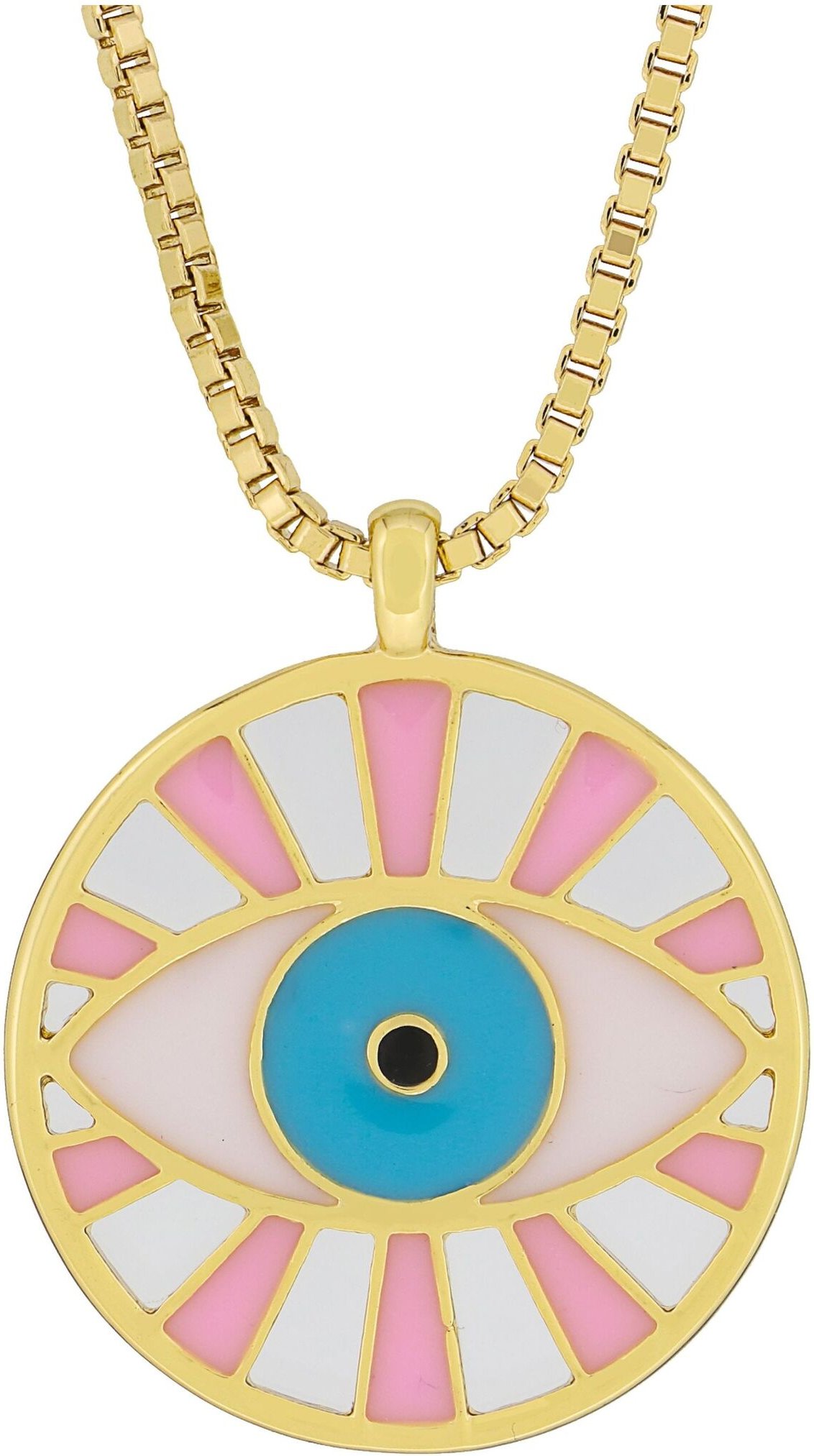 Fashionbox Anhänger mit Kette Messing vergoldet, Anhänger Herzauge