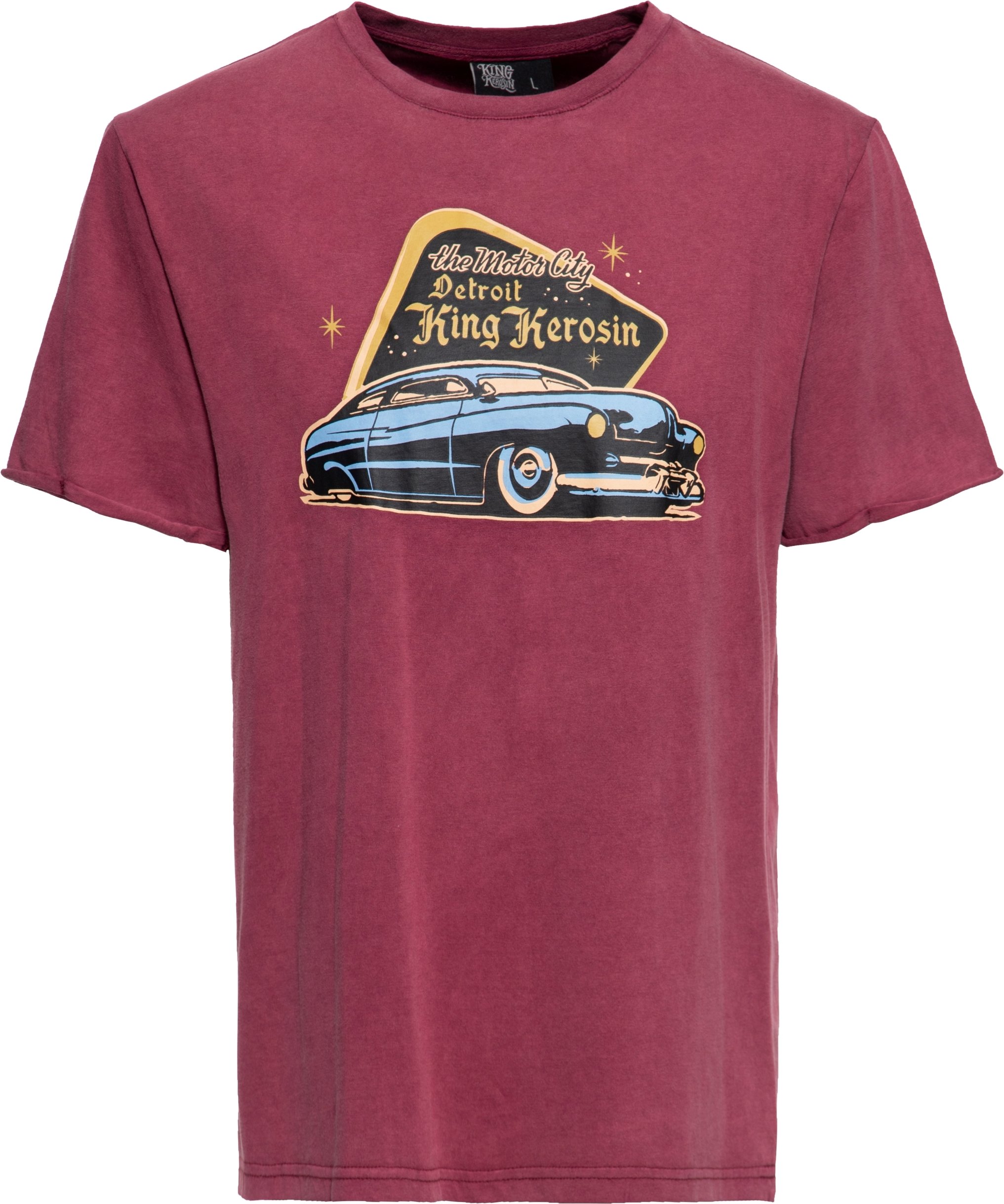 King Kerosin Herren T-Shirt Detroit Greaser burgund